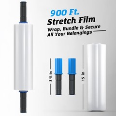 2 Rolls x 15″ x 900 FT x Clear Heavy Duty Plastic Stretch Wrap Shrink Film fo…