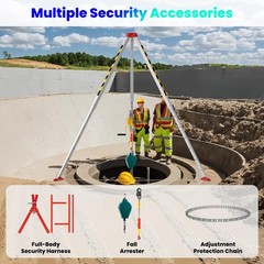Confined Space Tripod Kit w/ 2600 LBS Lifting Winch Confined Space Rescue Tripod