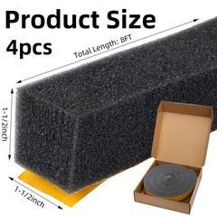 4 Rolls 1-1/2 Inch W x 1-1/2 Inch H Foam Weather Stripping with Adhesive 8 ft…