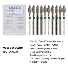 Dental Football Diamond Bur Coarse FG High Speed Burs 368/023C Friction Grip