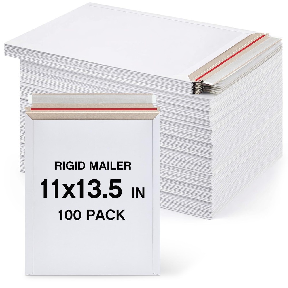Affrolling 100 Pcs 11 x 13.5 Inch Rigid Photo Mailers with Self-adhesive Card…
