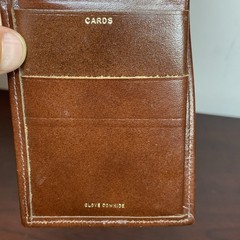 Vtg Wallet Bifold Brown Glove Cowhide Leather Striped Interior Accent Rips AS IS