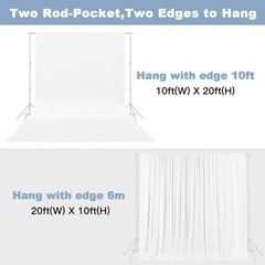10X20ft White Photo Backdrops for Photography, LCUIRC Two Rod Pocket Backdrop…