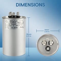 AC Capacitor 45+5 uF 45/5 MFD ±6% 370V/440VAC CBB65 Dual Run Circular Start C…