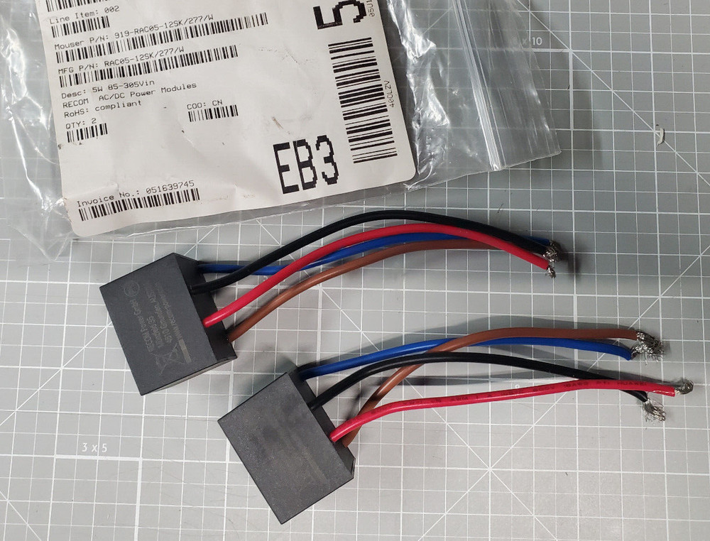 RECOM RAC05-12SK/277/W AC/DC Power Modules 5W 12V 420mA Out (Lot of 2)