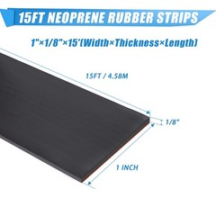 Neoprene Rubber Sheets Strips Adhesive Backing 1 x 1/8 Inch x 15 Ft Long