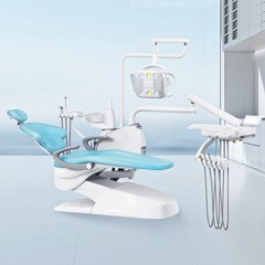 Dental Unit Chair Ergonomic DC Motor Computer Controlled Hard Leather with Stool