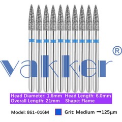 10pc Dental Diamond Burs for HighSpeed Handpiece Medium Super Fine Friction Grip