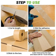 Water Activated Kraft Paper Tape 2.75″ x 450ft Brown Reinforced Packing