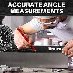 Saker Miter Saw Protractor|7-Inch Aluminum Protractor Angle Finder Featuring Pre