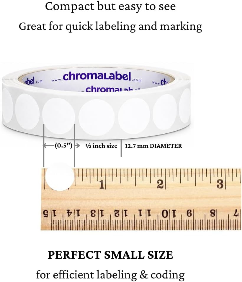 0.50 Inch round Label Permanent Color Code Dot Stickers, 1000 Label