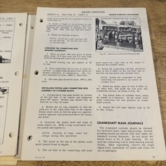 Vintage Massey Ferguson MF 300 Combine Service Manual 19966/1967