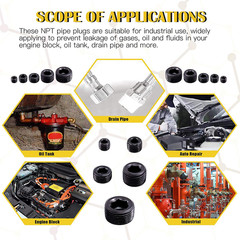 25Pcs NPT Plug Set Pipe Plug Assortment Kit 1/8″ 1/4″ 3/8″ 1/2″ 3/4″ Carbon Stee