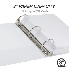 Eco-Friendly 3 Inch White 3 Ring Binder Durable Recyclable Plant Based Material