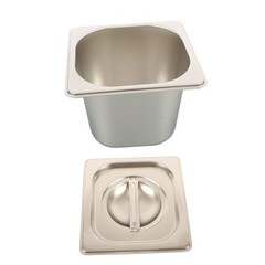 6 Pack 1/6 Size Hotel Pans Steam Table Pan Stainless Steel 6″ Deep W/Lids