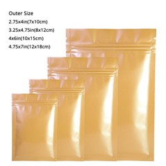 Multi-Size Glossy Foil Mylar Double-Sided Orange Flat Zip Lock Pouch Bag B05