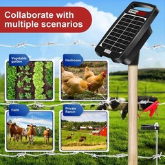 Solar Electric Fence Charger 10 Miles 0.18J 24-Hour Protection Works 14 Days