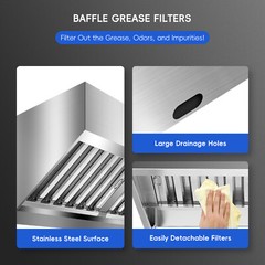 Commercial Exhaust Hood 4/5/6/7/8/9 FT Concession Trailer Food Truck Hood