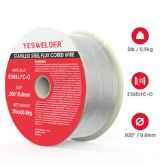 YESWELDER Stainless Steel Flux Cored Wire E308LFC-O .030-Diameter, 2-Pound