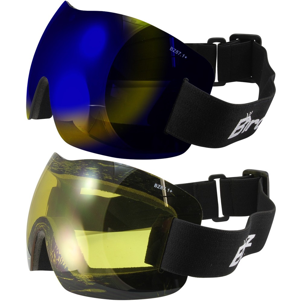 Birdz Eyewear Starling Frameless Skydiving Motorcycle Goggles 2 Pairs with Blue