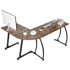 L Shaped Computer Desk L Shaped Corner Desk Laptop Study Writing Table Brown