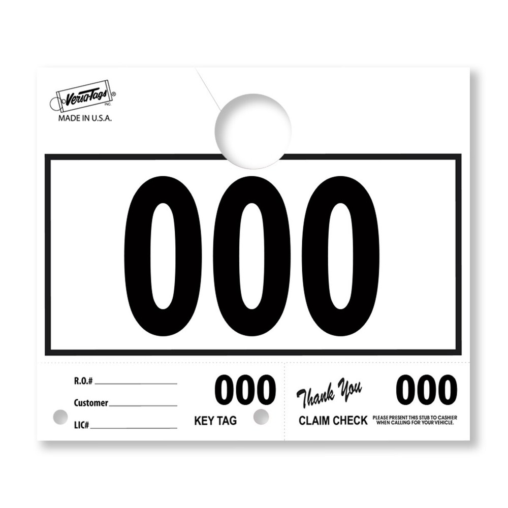 1000 Car Dealer Service Hang Tags Mechanic Repair Shop 3 Piece System – White
