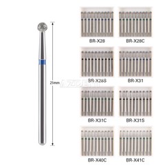 8Types AZDENT Dental Diamond Burs Stainless Steel Ball Round FG XL FG 1.6mm 25mm