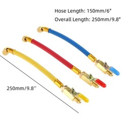 for R134A AC Refrigeration Charging Hoses Color-Coded 1/4″ SAE 3Pc R22 R12