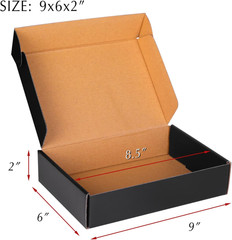 9x6x2 Black Cardboard Boxes – 30 Pack, Shipping & Mailing Boxes, Corrugated Pack