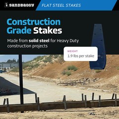 Sandbaggy 12″ Flat Steel Stakes For Concrete Forms With Nail Holes – Reusable