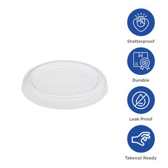 Karat 1oz Tall PET Plastic Portion Cup Lids – 2,500 ct, FP-PL075-PET
