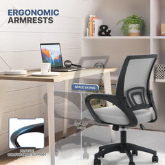 1Pc Adjustable Height Computer Home Office Ergonomic Desk Mesh Chair Light Grey