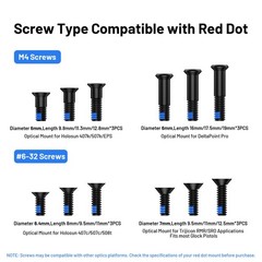 Red Dot Screw Kit Includes M4 and #632 Types with Torx T10 Head and Blue Thre…