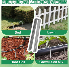 8 Gauge Landscape Staples, FUIJOL 8 Inch 15 25 50 100 Pack Heavy Duty U-Shaped L