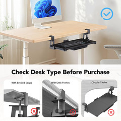 Large under Desk Keyboard Tray with Sturdy C-Clamp Mount, 26 (30.16″ Including C