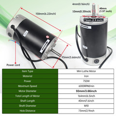 【US】 750W/550W 6000RPM Motor w/ Main Control Board for 0618 210 Mini Metal Lathe