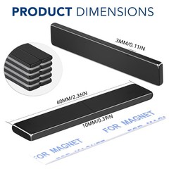 Neodymium Magnets Bar Black 12 Pack Strong Waterproof Heavy Duty Magnetic Strips