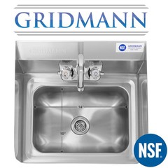 Wall Mount Hand Wash Sink – Commercial Kitchen Stainless Steel w Side Splashes