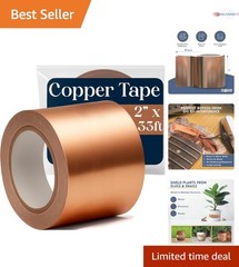 Copper Tape 2 Inch x 33ft Conductive Adhesive EMI Shielding Gardening Arts Craft
