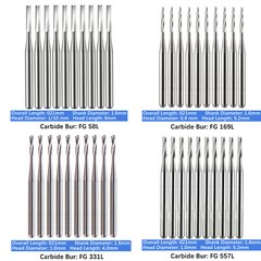 10/Pack 21mm Dental Tungsten Carbide Friction Grip Long Carbide Burs High Speed
