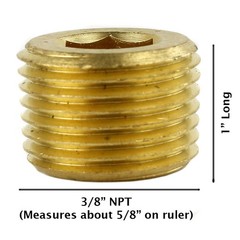 3/8″ Solid Brass Male NPT Thread Allen Head Pipe Plug Hex Socket 50135 2-Pack