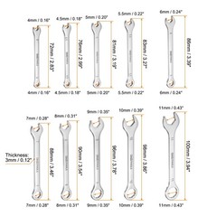Thin Combination Wrench Set 4/4.5/5/5.5/6/7/8/9/10/11mm with 6-Point Ended