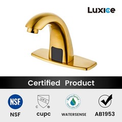 Luxice Brushed Gold Touchless Bathroom – Sensor Battery Opertated