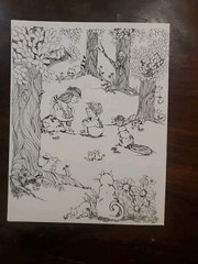 VTG Scribbler Portfolio Folder Duo Tang Houses Kids Forest Animals NOS Set/2