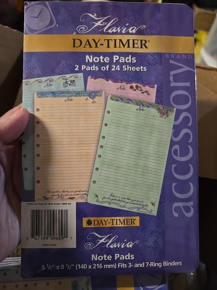 Flavia Day-Timer Note Pads 5.5 x 8.5 – 2 Pads (24 Sheets) Vintage 2002 SEALED