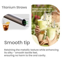 Pure Titanium Reusable Straws with Travel Case & 1.2cm, 1.2cm