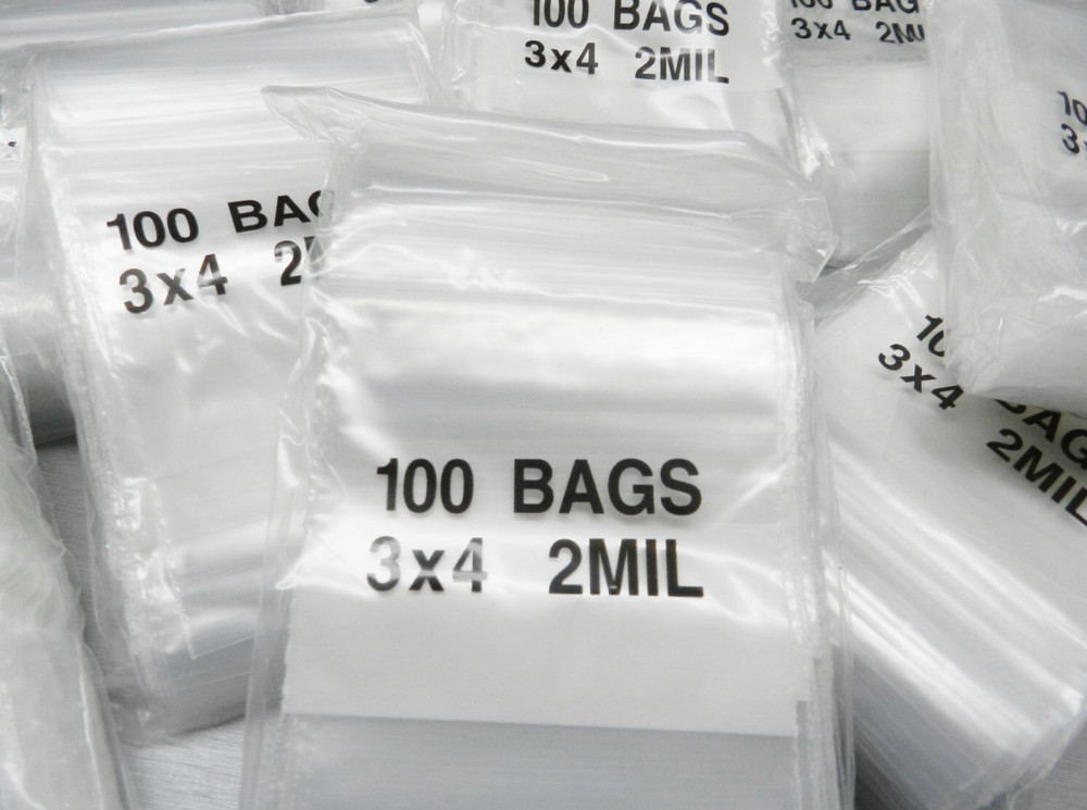 3×4 White Block Reclosable Bags 2mil Writeable 3x 4″ Poly Baggies 500 Pcs