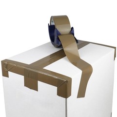 BOMEI PACK Packing Tape with Blue Dispenser Brown Packaging Tape for Shipping…