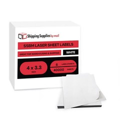 4″ x3.3″ White Laser Sheet Labels 6 Labels Per Sheet 40000 Sheets for Shipping