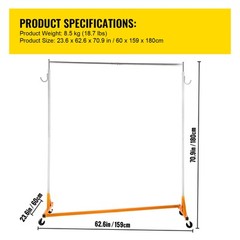 VEVOR 71in Garment Rack Z-Truck 300lbs Heavy-Duty Collapsible Clothing Stand